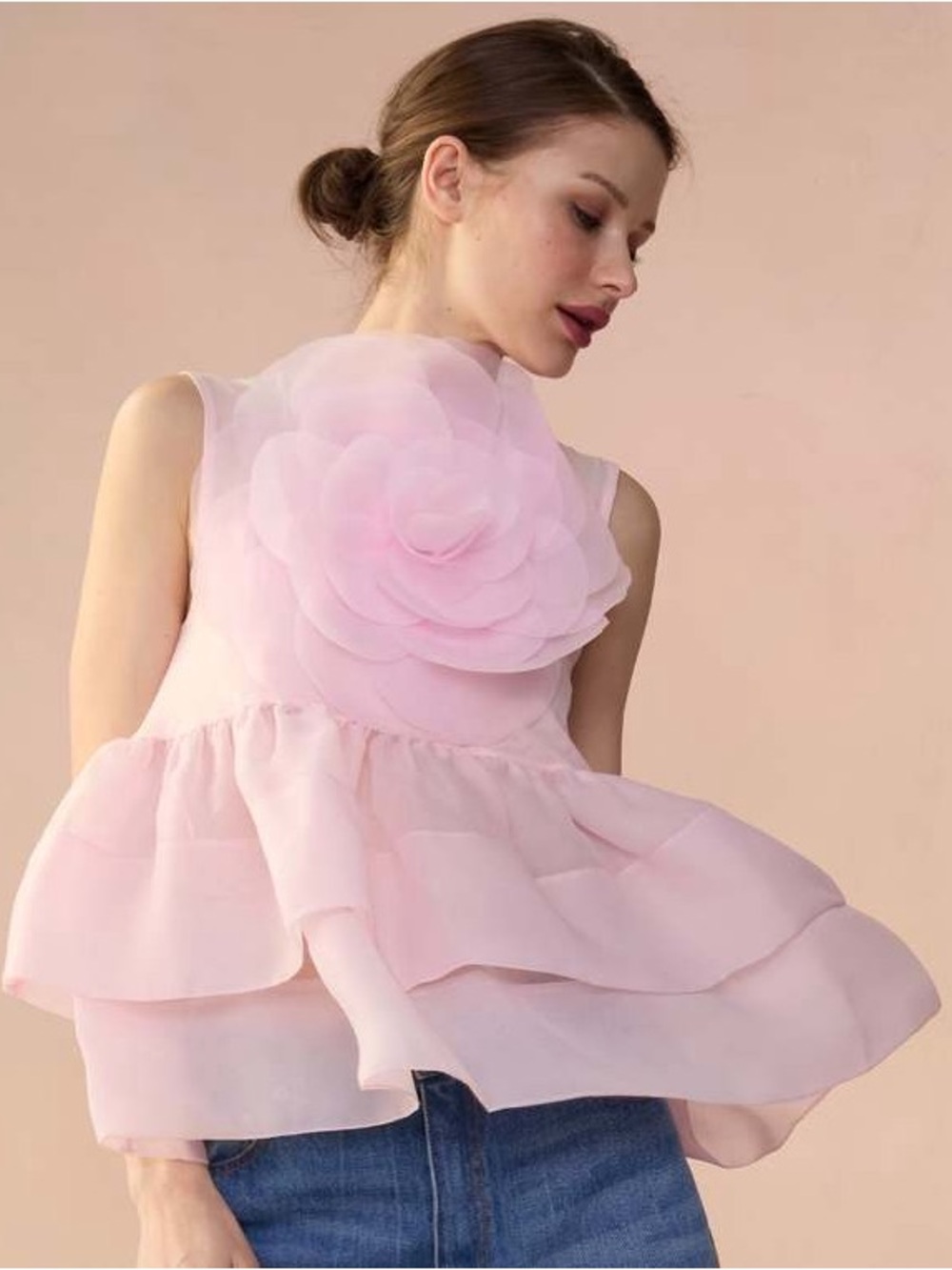 Nwt Cynthia Rowley sleeveless mesh top with organza flower sz S - Picture 3 of 10